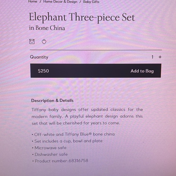 COPY - Tiffany Elephant Three piece set - Picture 3 of 3